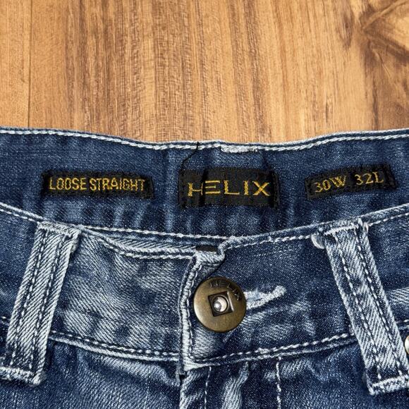 Helix Jeans Mens 30x32 Loose Straight Blue Denim Grunge Rock Punk - Picture 4 of 8